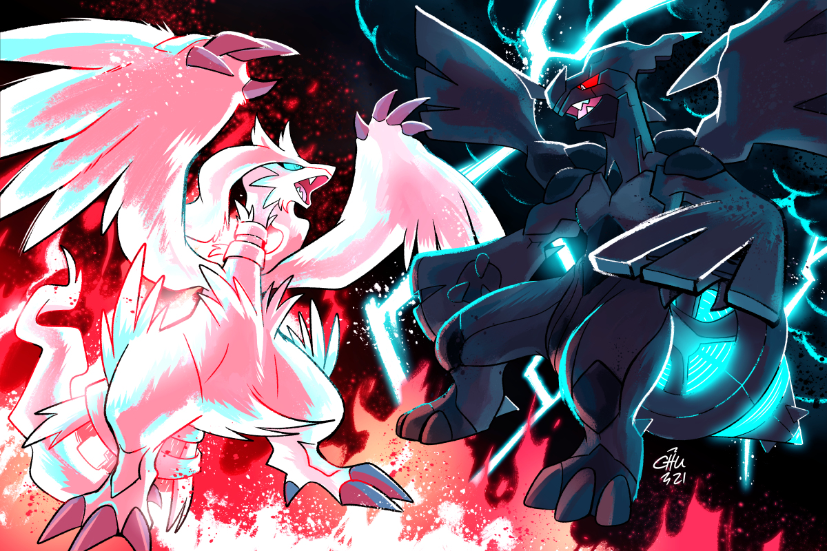 Reshiram and Zekrom art !