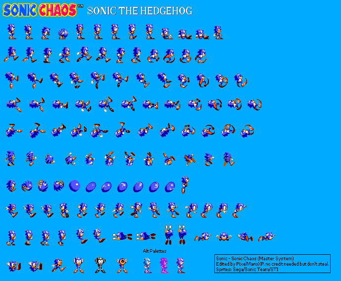 Sonic Chaos Sonic Sprites (Sonic 2 Palette) by NickyTeam2 on DeviantArt