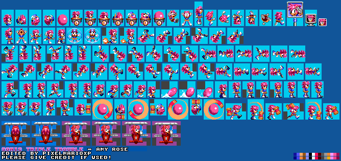 Sonic 3 SMS Amy sprites (My version) by JoeyTheRabbit on DeviantArt