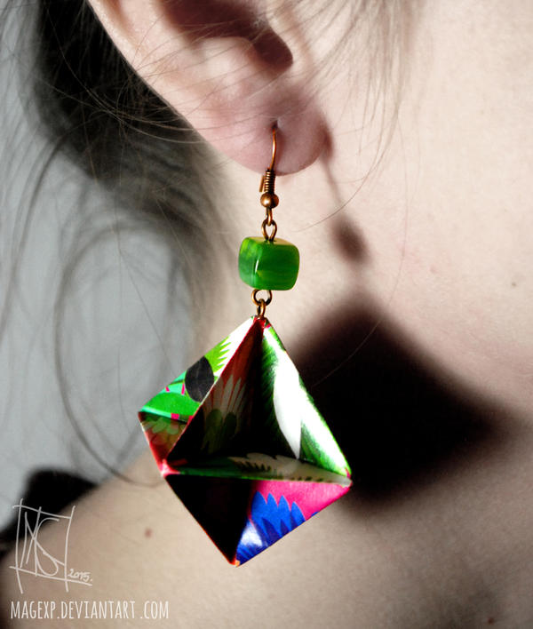 Purple Folk Origami Earrings :ON SALE: