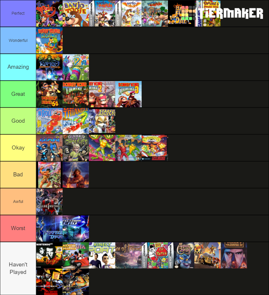 Rareware Game Style My Longest Rareware Games Ranking by Mecrotrix on DeviantArt