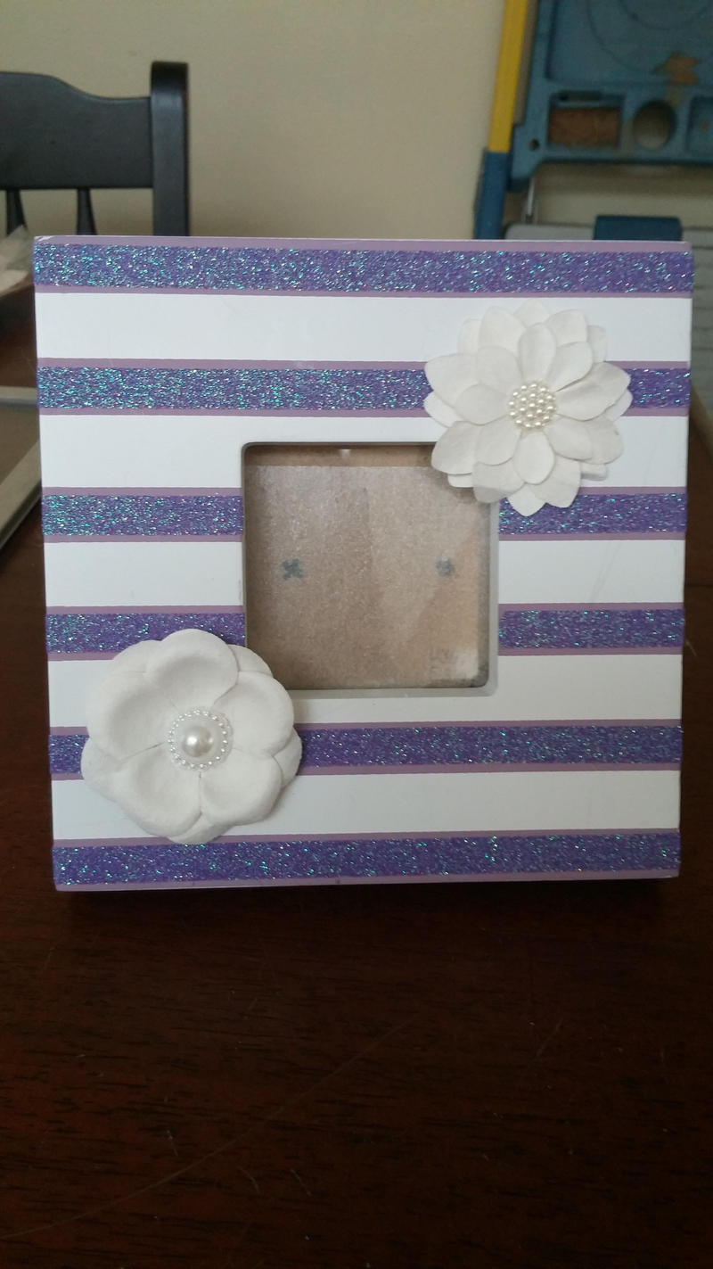 White and Purple Glitter Picture Frame