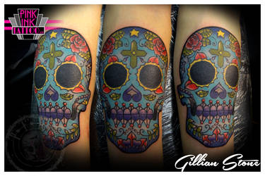 Bright Colours Sugar Skull Tattoo