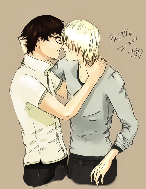 drarry kiss colored