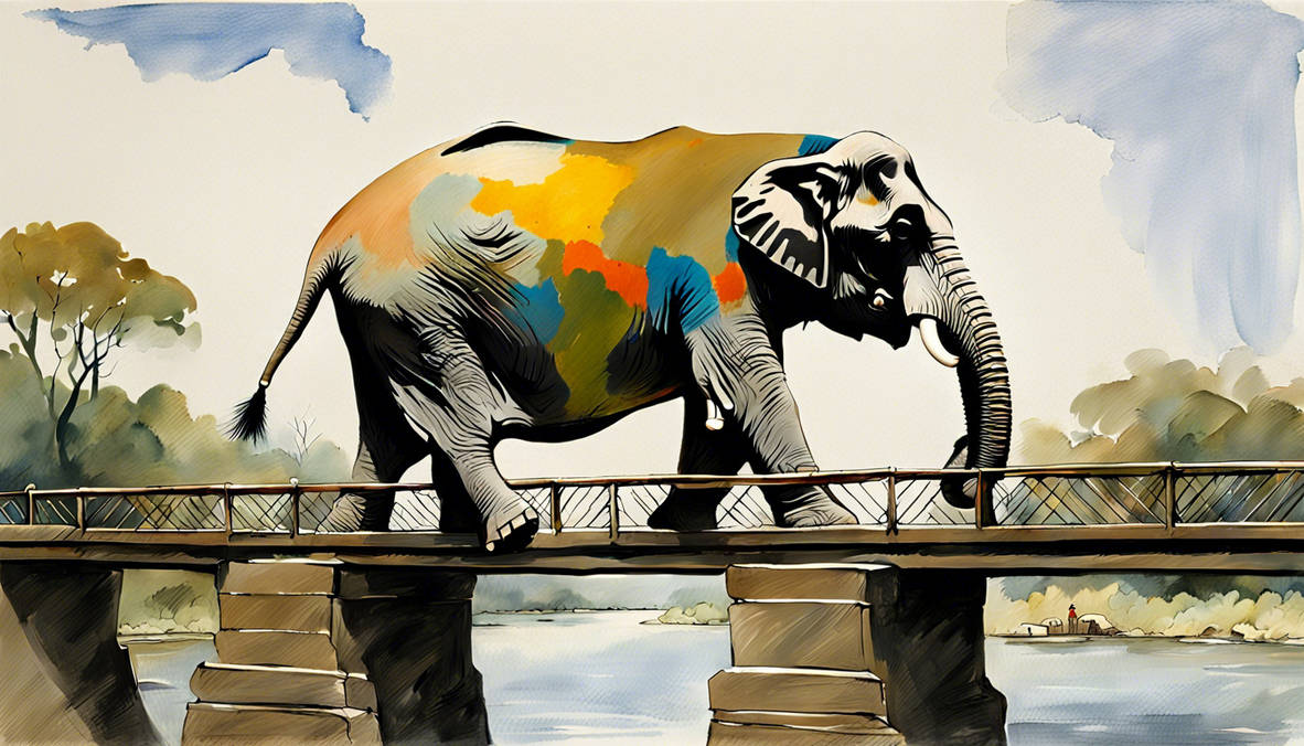 Edward monk paints an elephant on a bridge by madincleveland on DeviantArt