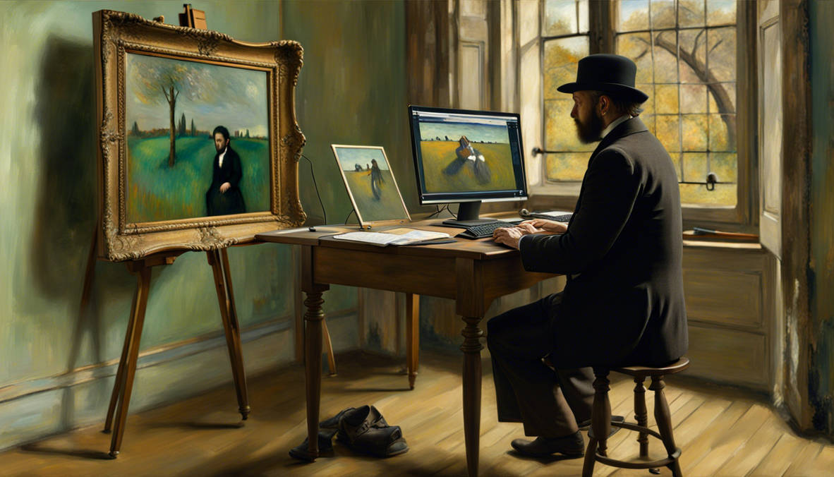 An artist uses a computer to generate art painted by madincleveland on ...
