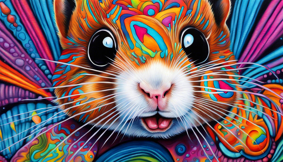 Psychedelic hamster painted by bonnie McLean