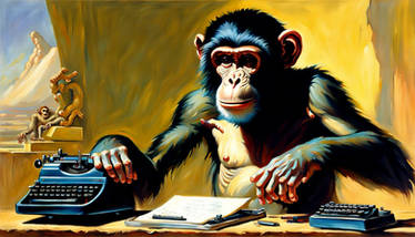 Monkey Using Typewriter The Profound Monkey And His Typewriter Painted By by madincleveland on ...