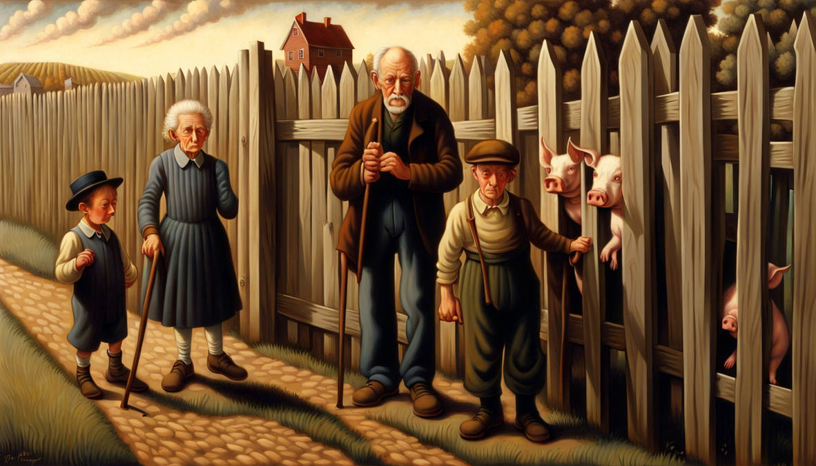 An old man shakes his cane at offense and the othe