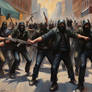 An hour an armed mob of street fighting anarchist