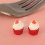Miniature polymer clay Valentines Day cupcakes