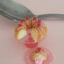 Miniature polymer clay raspberry bunt cake