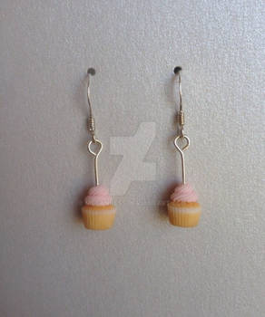 Polymer clay miniature cupcake earrings
