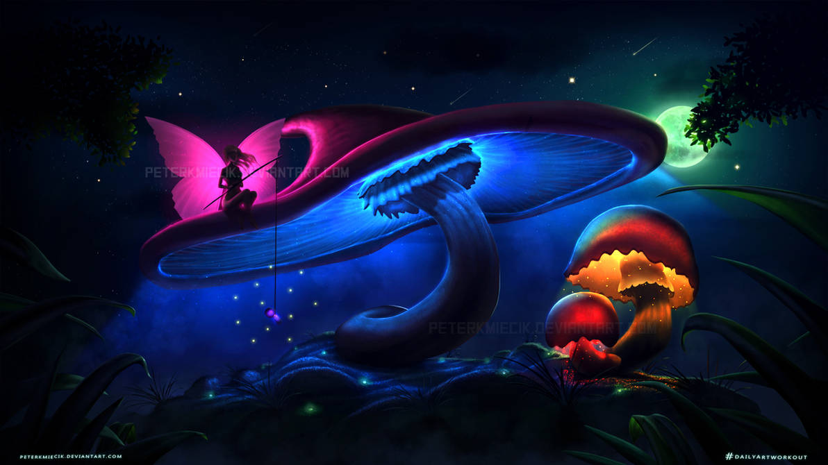 Glowing mushrooms #AW0003 by PeterKmiecik Glowing mushrooms #AW0003 by PeterKmiecik