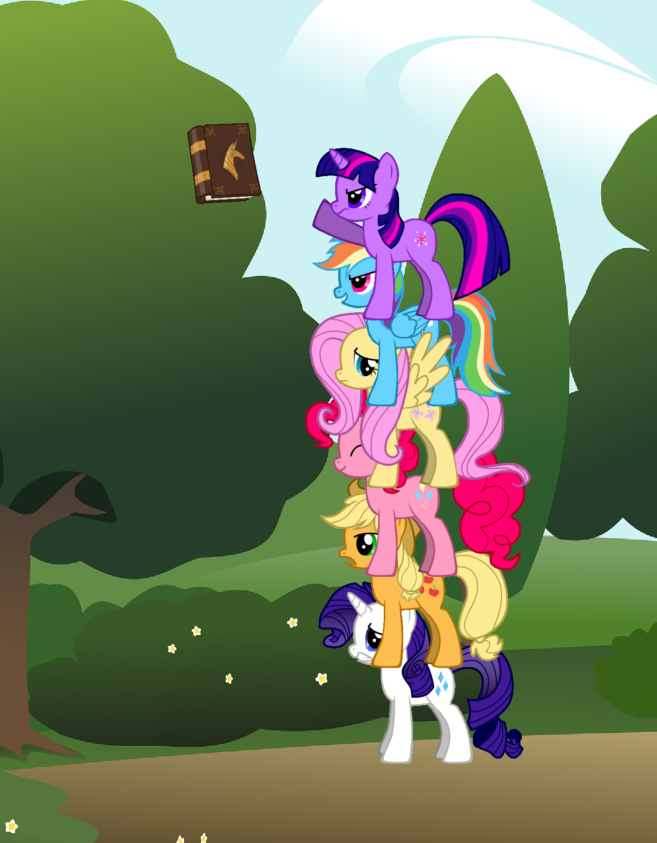 Ponies Doing A Totem