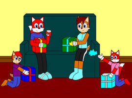 Crimson Family Opening Presents