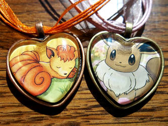 Cutest of the Cute Eevee and Vulpix Glass Charms