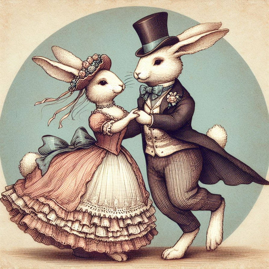 Victorian Rabbits Dancing 1 by SwiftFurAI on DeviantArt