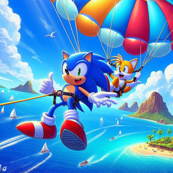 Sonic and Tails Parasailing 1