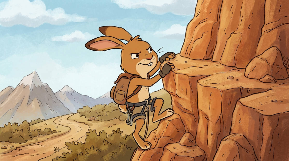 Cartoon Rabbit Climbing Rabbit Mountain Rock Climbing 1 by SwiftFurAI on DeviantArt