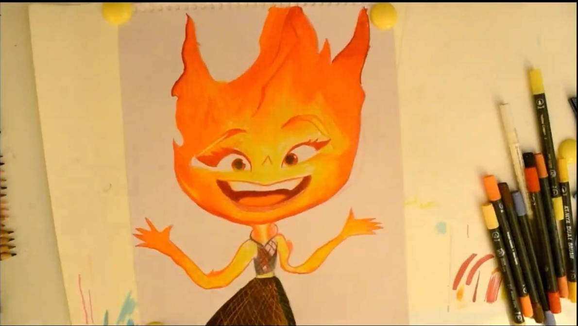 Drawing of Ember Lumen from Elemental. by Marvelitist on DeviantArt