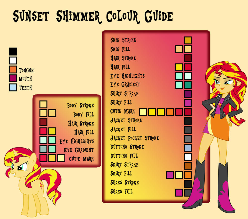 Sunset Shimmer Colour Guide