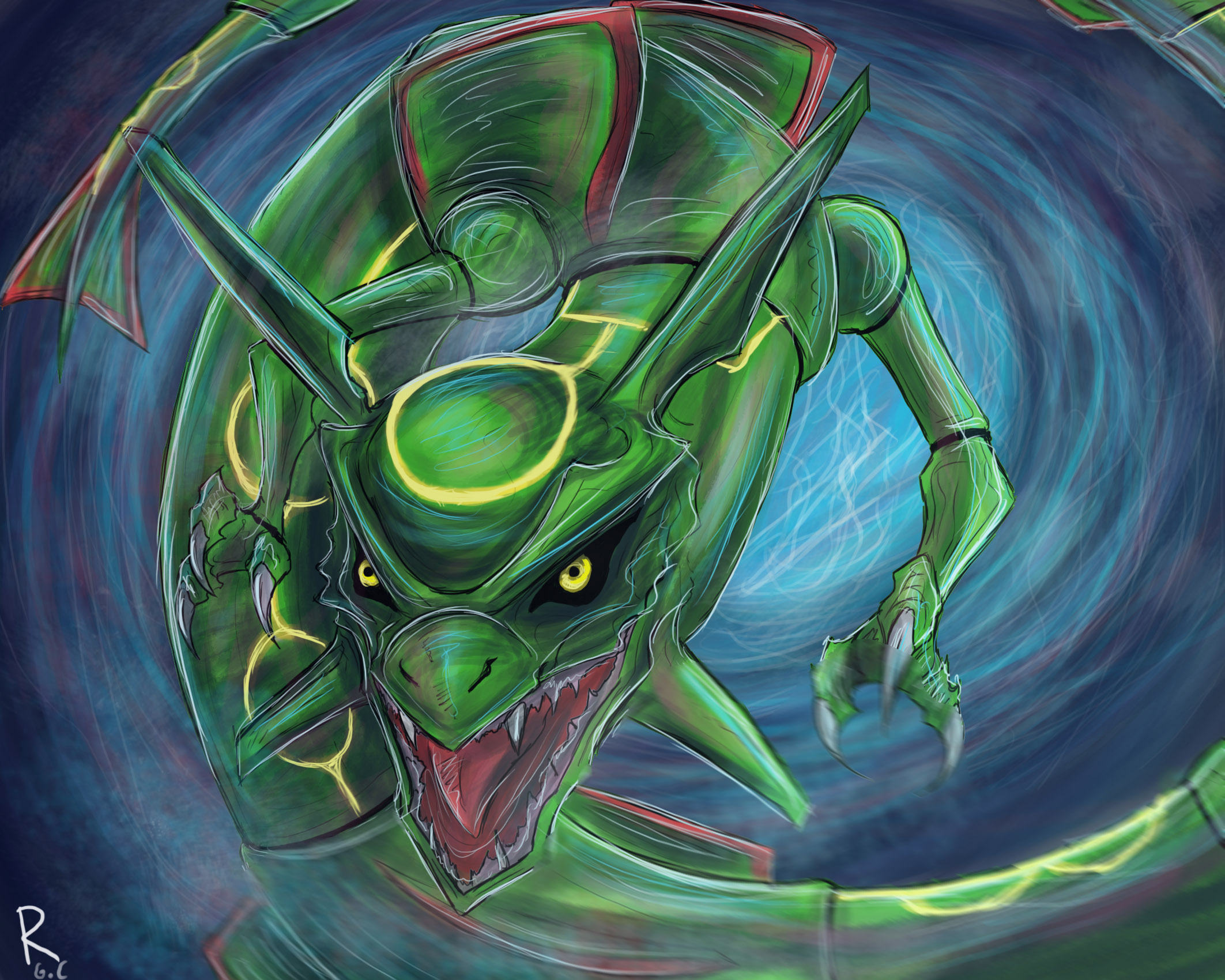 how to draw legendary pokemon rayquaza