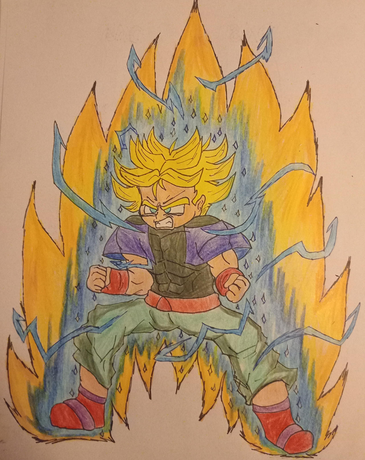 Super Saiyan rage Trunks (traditional) by TheDigitalNuel on DeviantArt