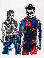 Inktober 2016 #25 Gordon Freeman, Alyx Vance (HL2)