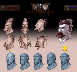 Medieval Battle Arena. Barbarian head profile.