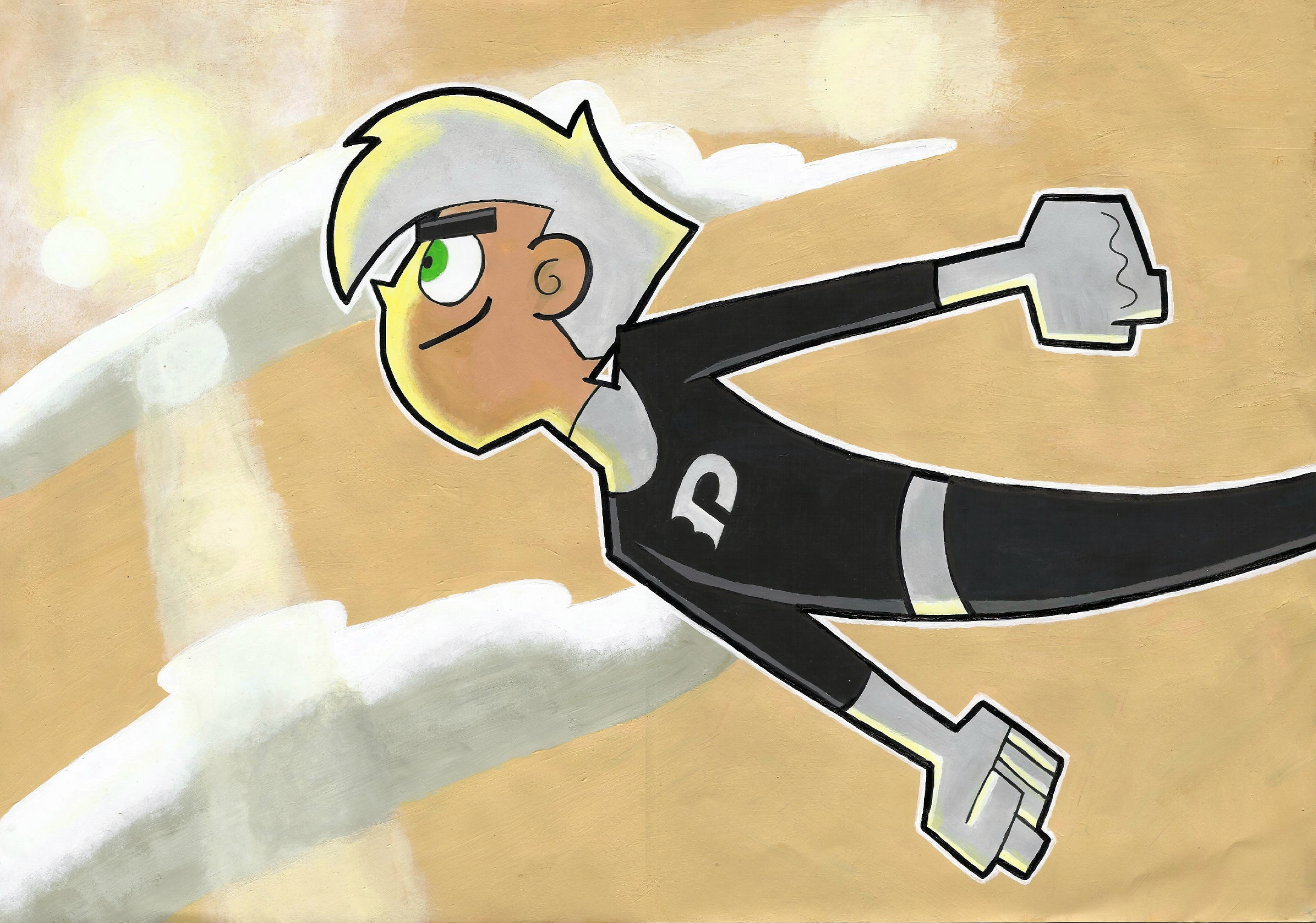 Danny Phantom flying in the sun