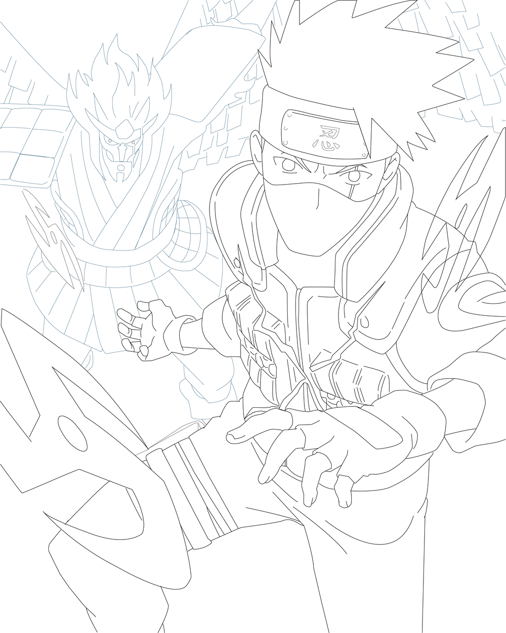 Kakashi Double Sharingan Susanoo Line Art By Guyxd On Deviantart