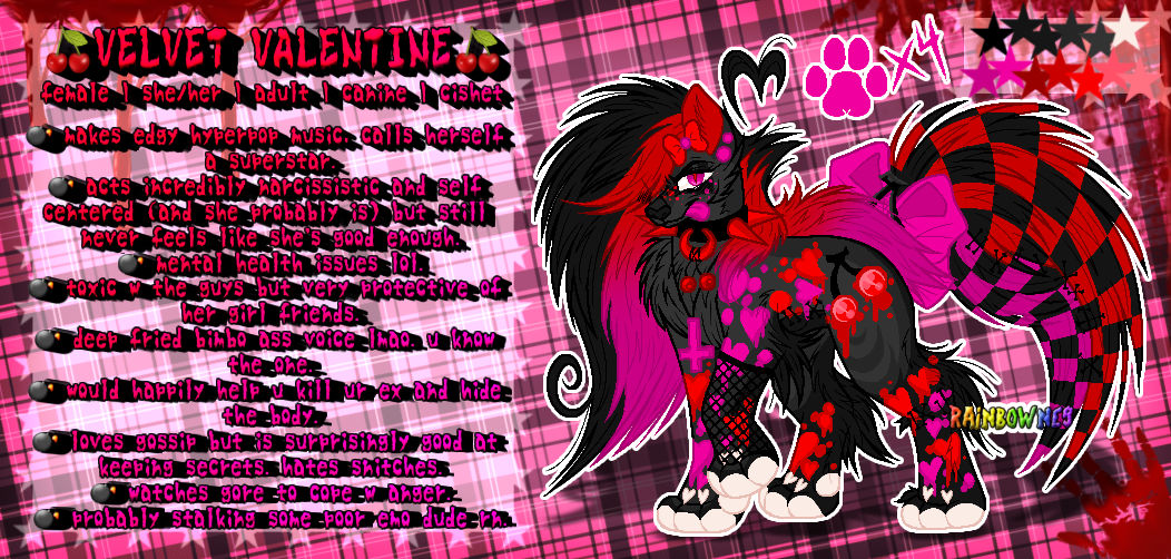 Velvet File Characters (REUPLOAD) VELVET VALENTINE REF SHEET by RAiNBOWNES on DeviantArt