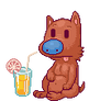 Tired cat and a glass of juice