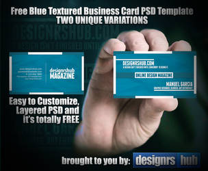 Two Free Blue Textured Business Card PSD Template