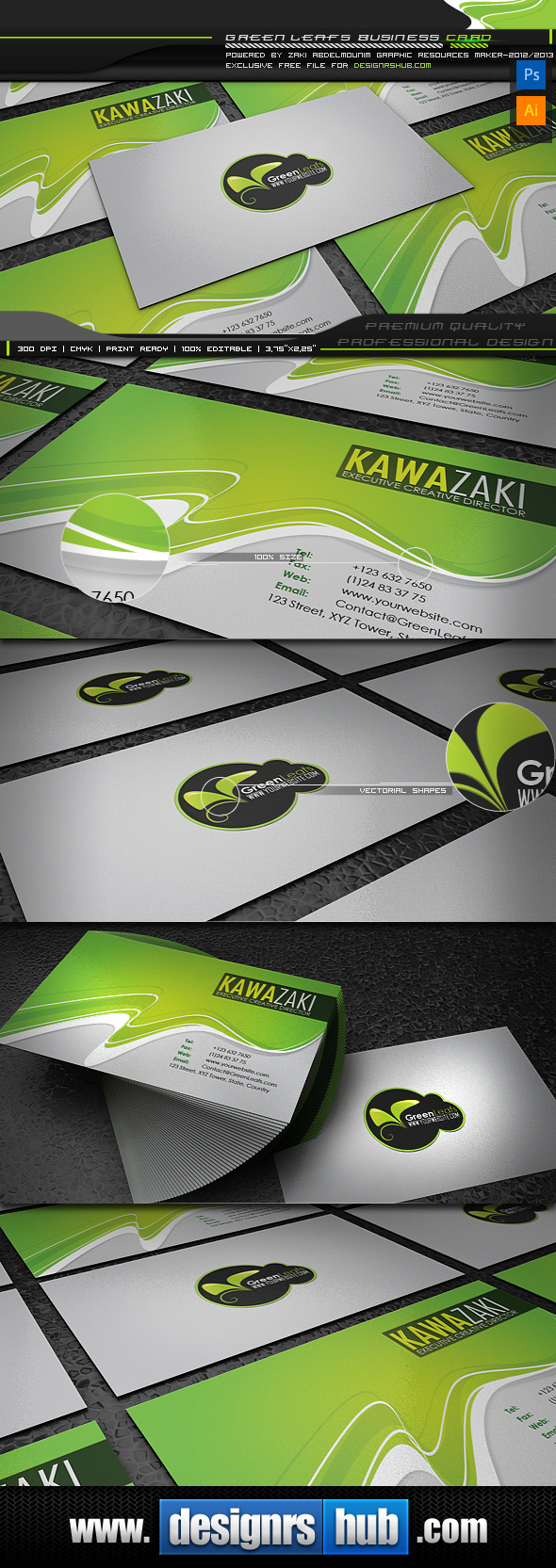 Green Leaf: Free Green Business Card Template