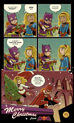 Merry Christmas from Batgirl and Supergirl