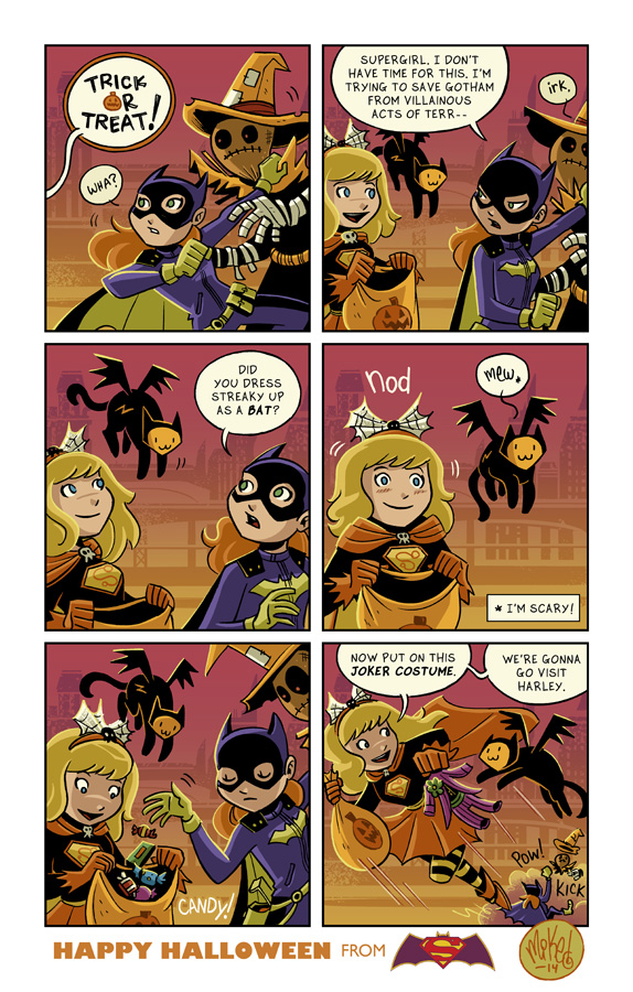 Happy Halloween from Batgirl and Supergirl 2014