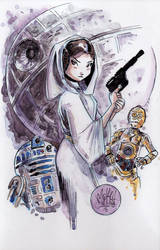 Watercolor: Princess Leia by mikemaihack