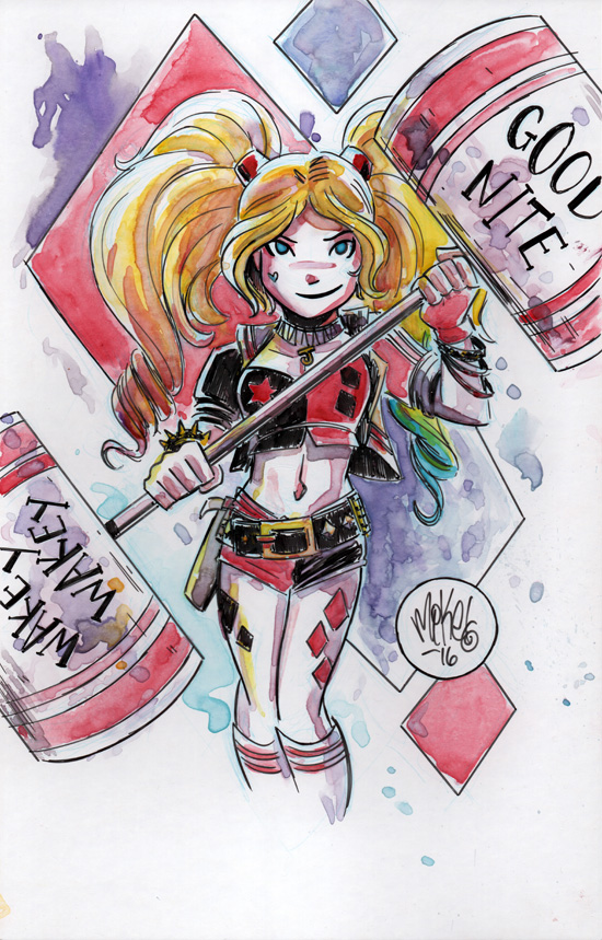 Watercolor: Harley Quinn (again)