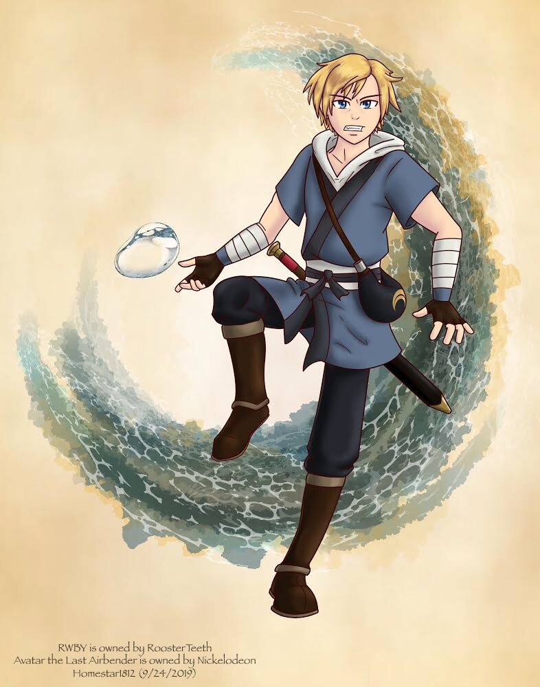 Waterbender Jaune Arc (RWBY/Avatar Crossover) by PorterHawk on