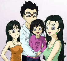 My OC Minoru with family - Gohan, Videl and Pan