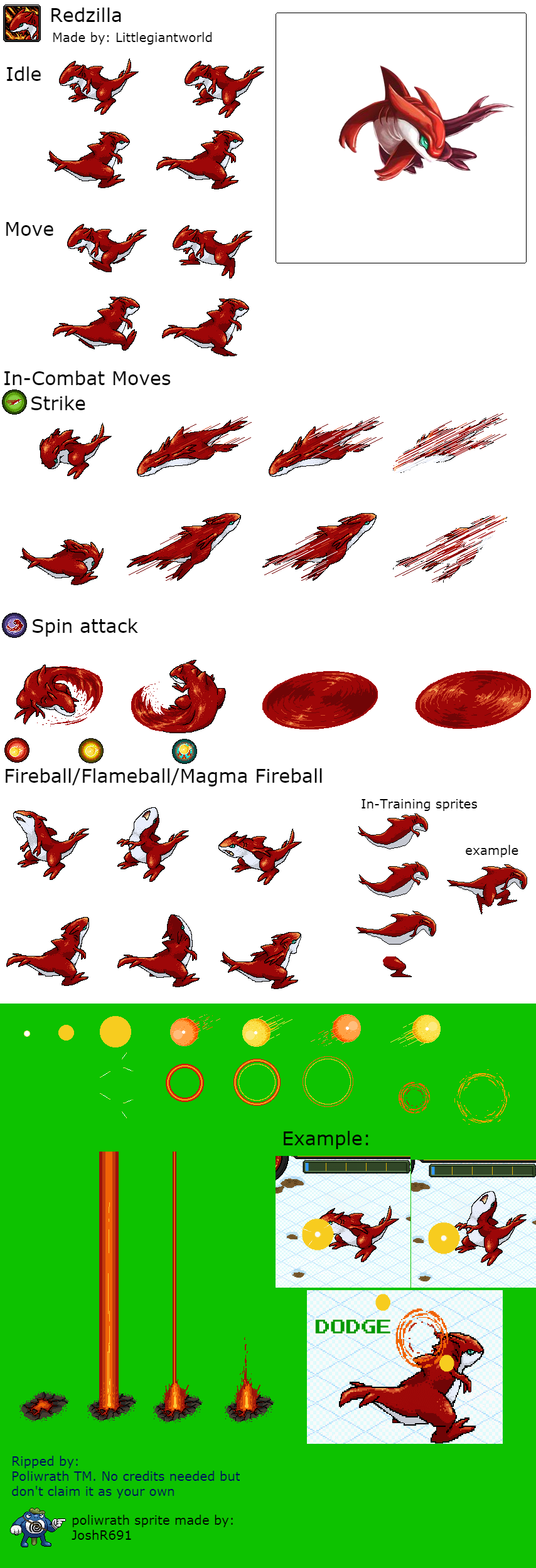 Redzilla Red Baseball Redzilla sprite sheet by POLIWRATH100 on DeviantArt
