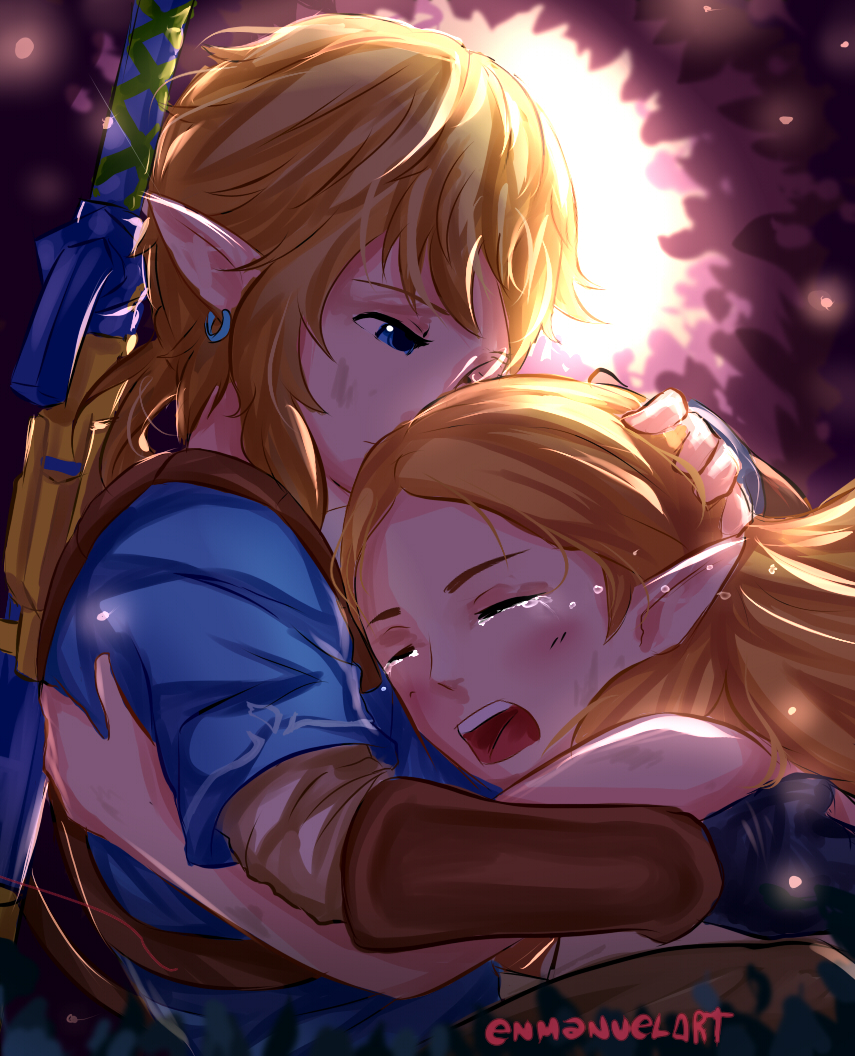 Download Princess Zelda And Link Hugging Botw Wallpaper