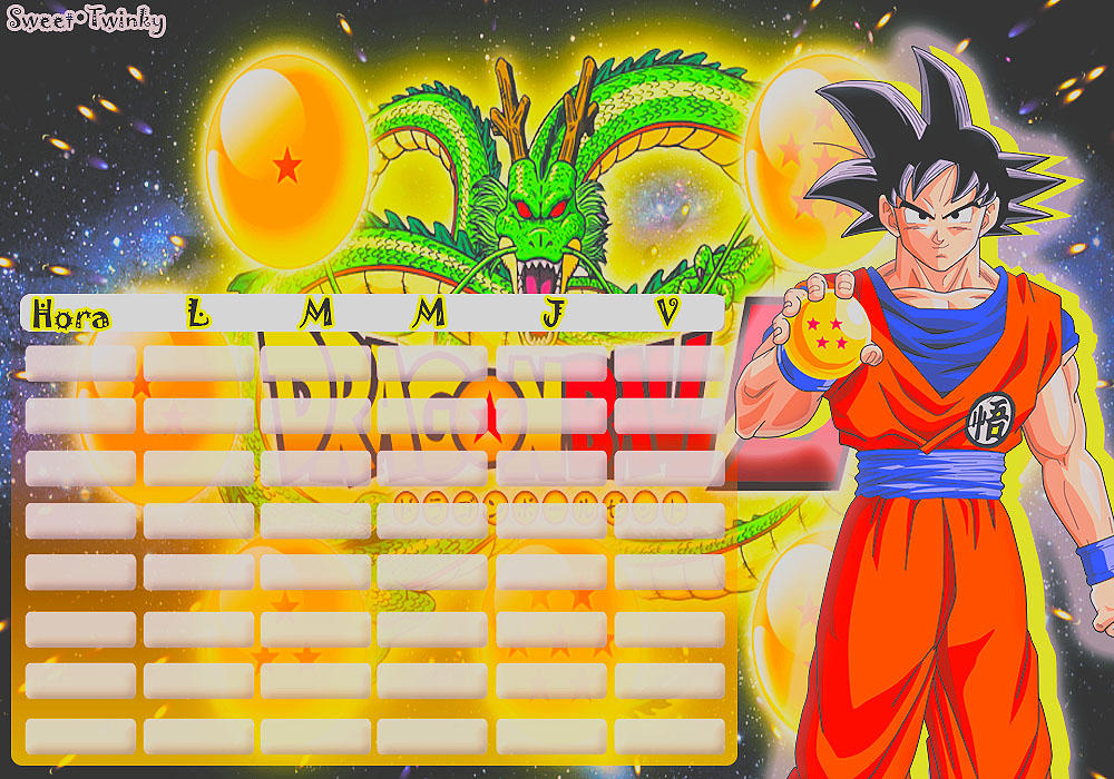 Dragon Ball Routine Visual Schedule Horario Escolar Dragon Ball Z by JaquelineFrancoOwO on DeviantArt