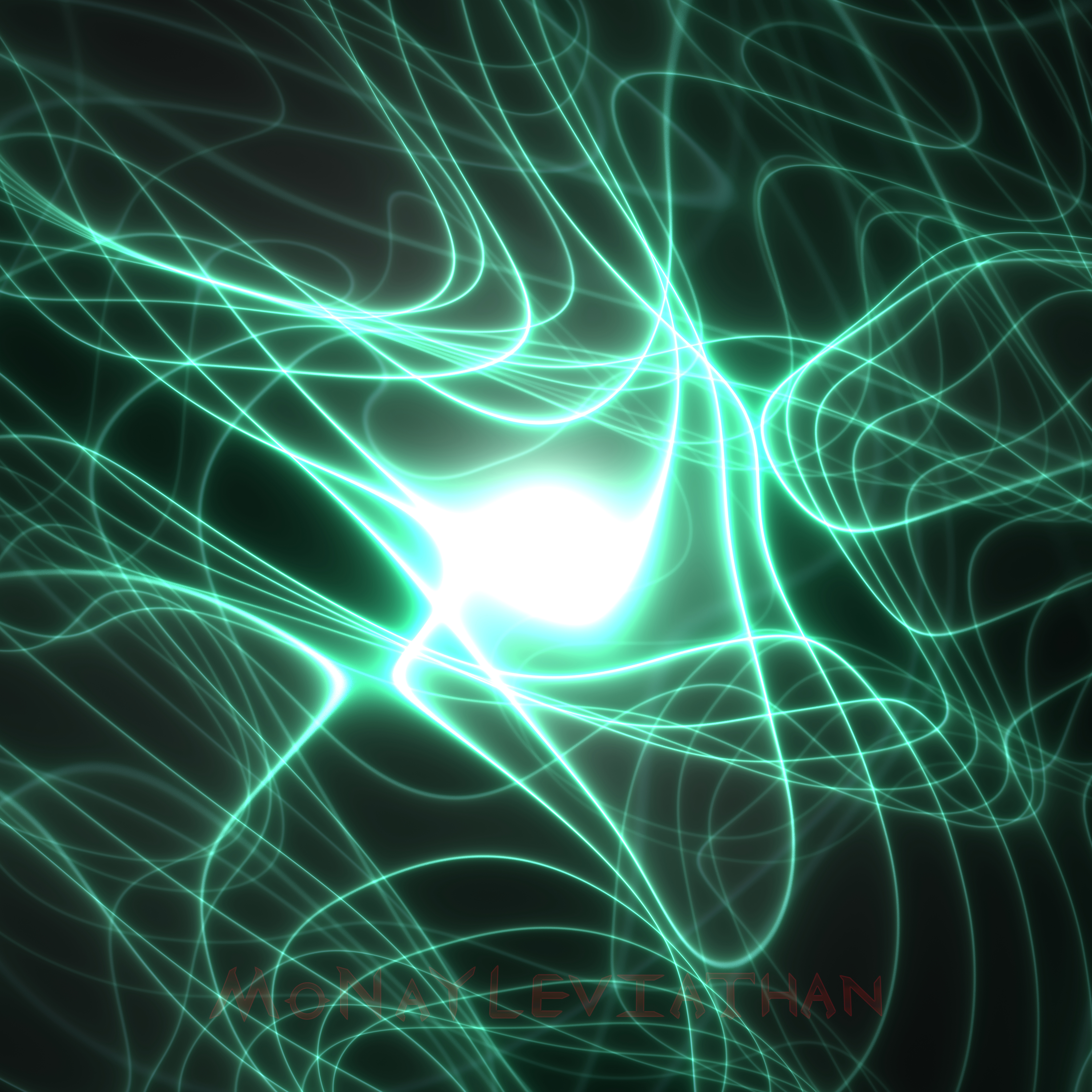 Green Majestic Abstract Curving Light Shapes