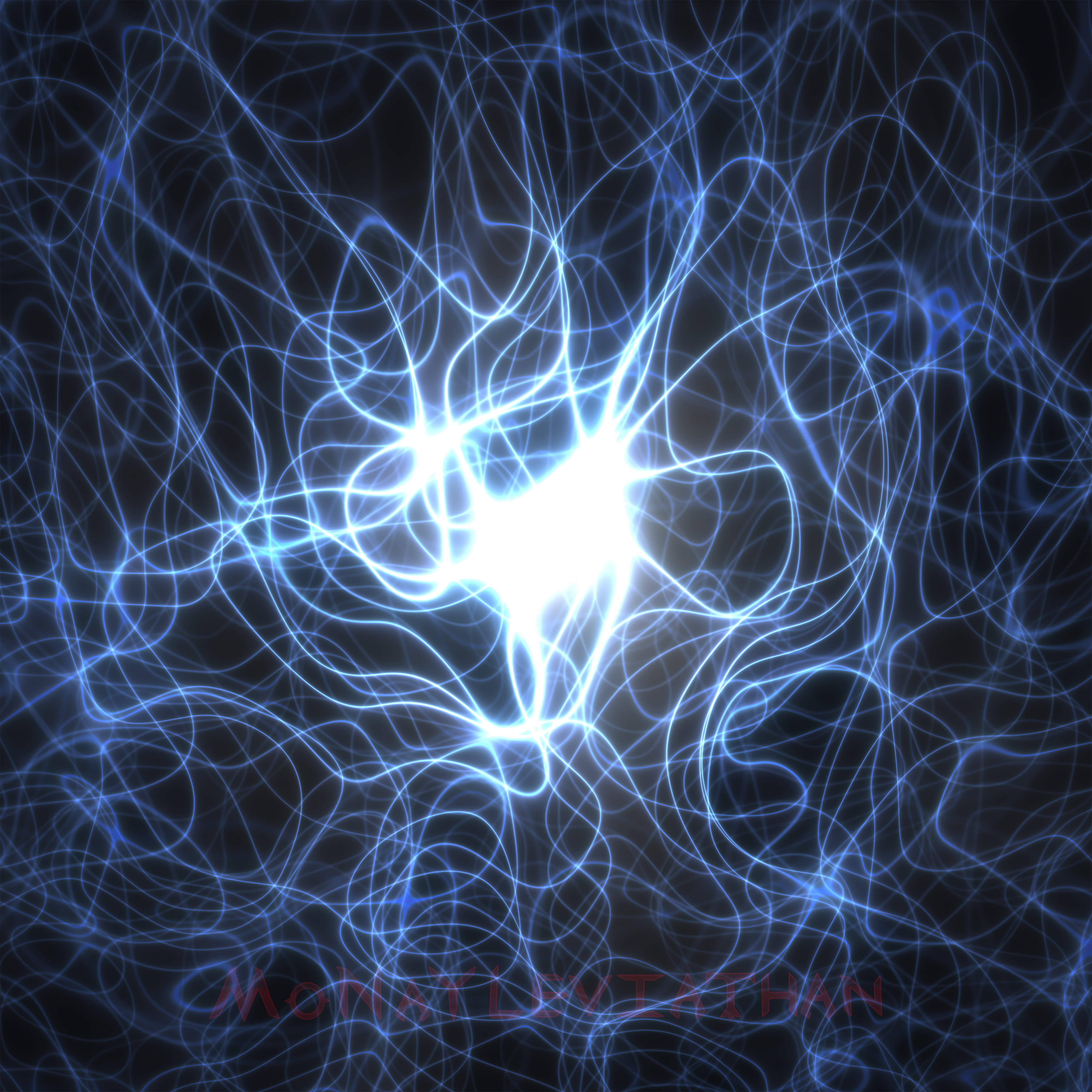 Blue Majestic Abstract Curving Light Shapes