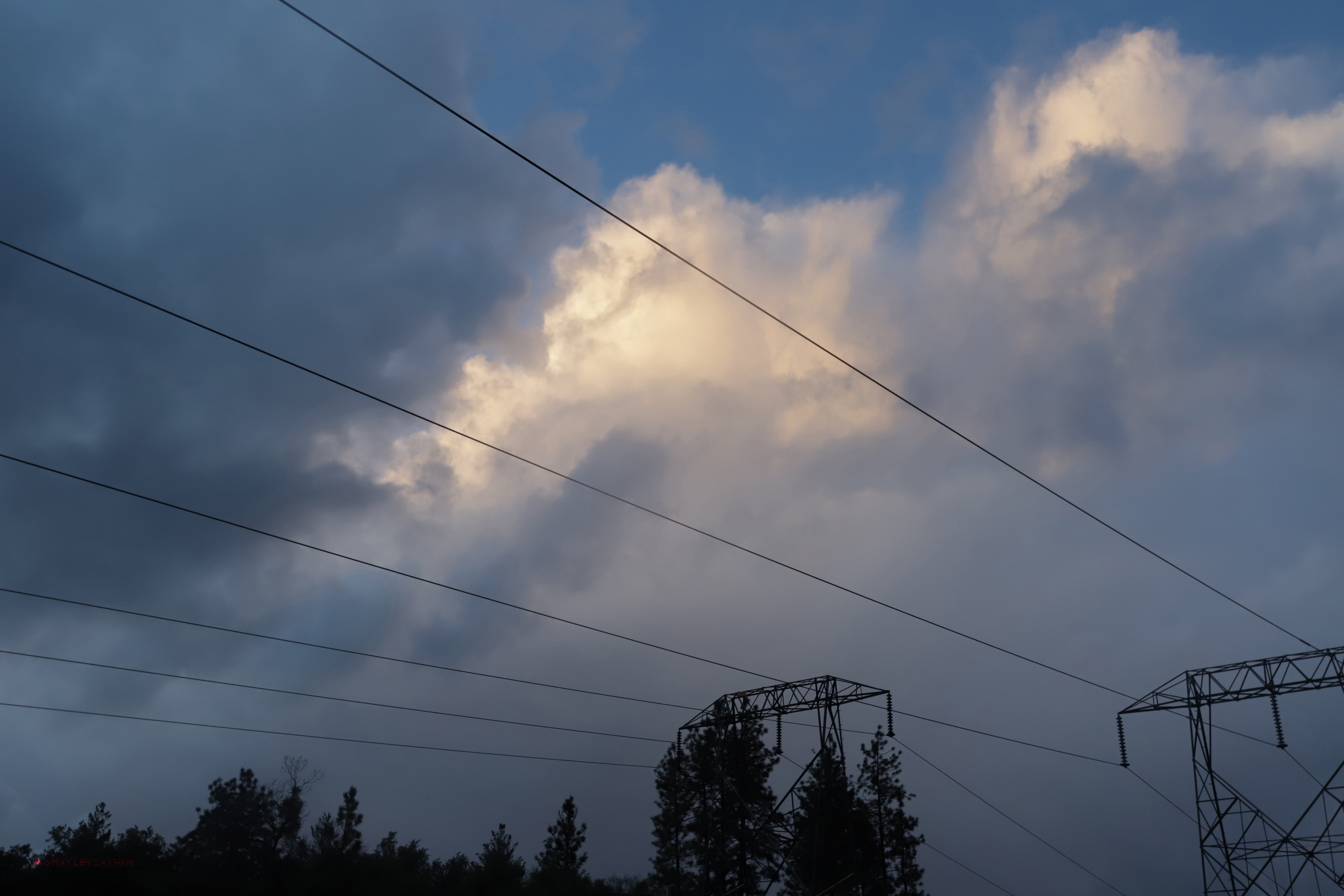 White Soaring Receding Twilight Clouds