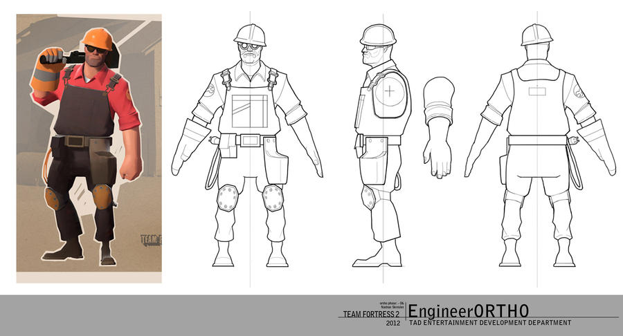Tf2 Engineer Scetch TF2 Engineer Orthographic drawings by gntlemanartist on DeviantArt