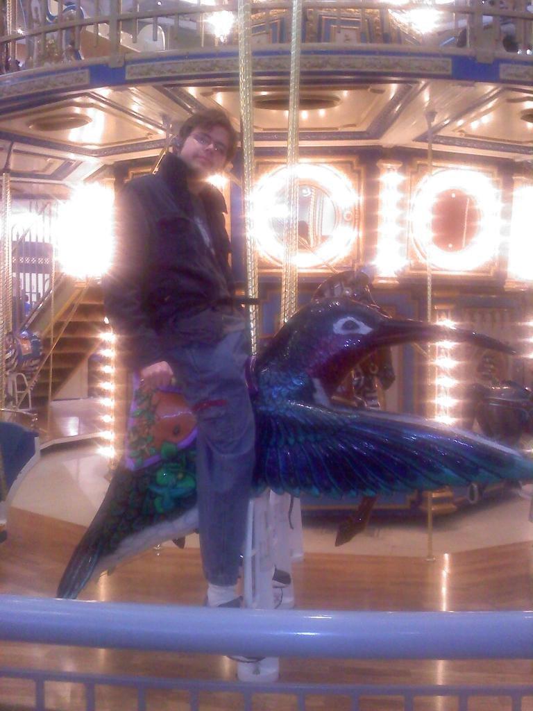 Me on a giant hummingbird.